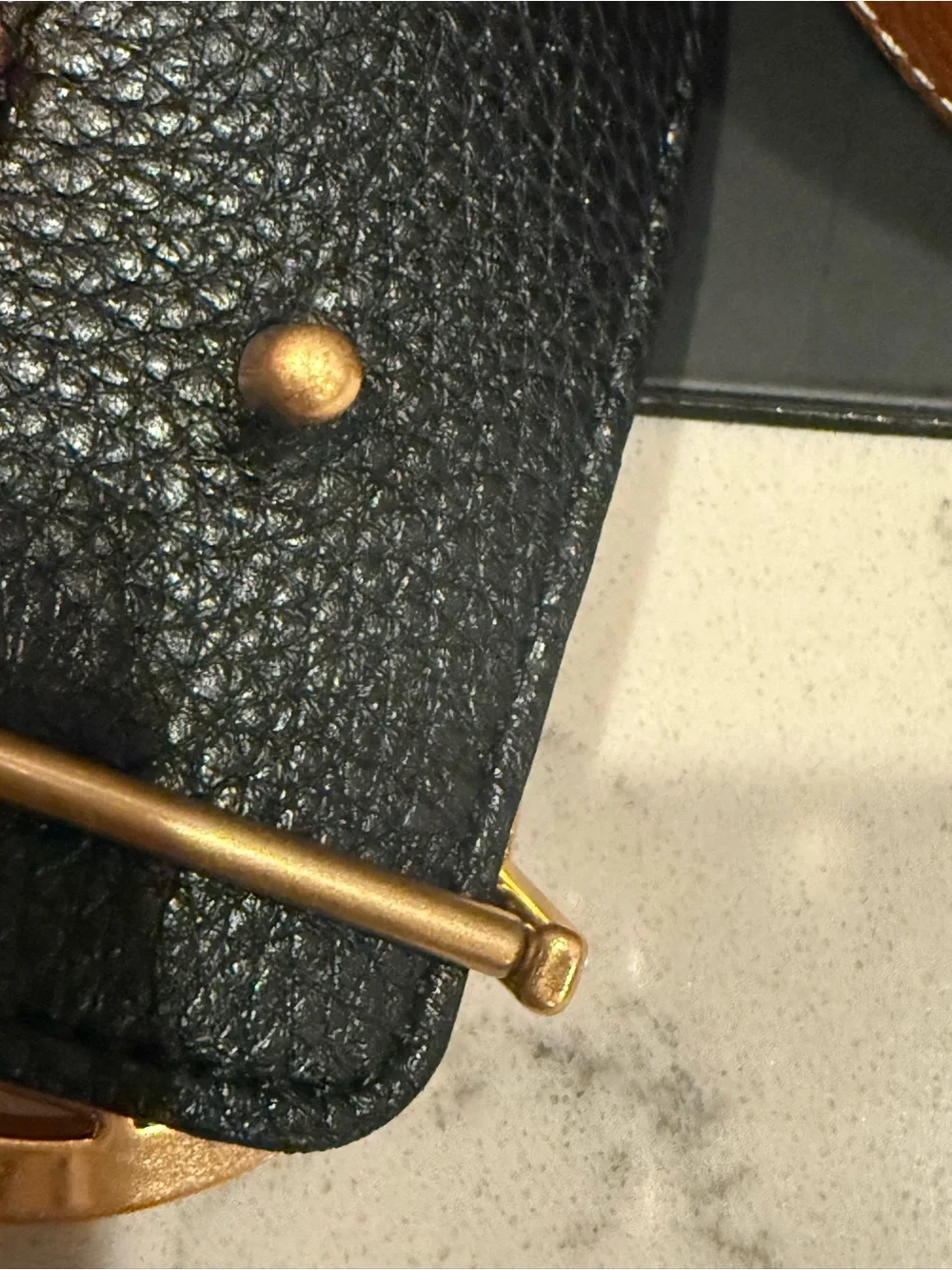 Tory Burch Brown Leather Belt with Gold Logo Buckle